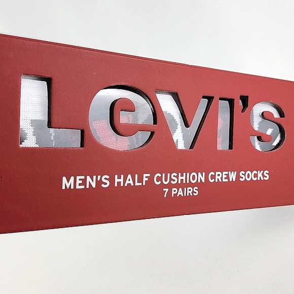 Levi's Men's Half  Cushion Crew Socks 7 Pairs Sock Size 10-13 Shoe Size 8-12.5 - Picture 1 of 8